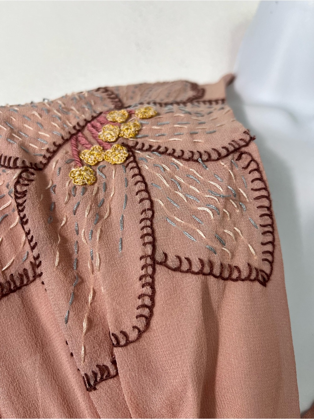 Y2K BCBGmaxazria Pink Silk Dress Fairycore Angel Ethereal Halter Embroidered 10 - Picture 4 of 12